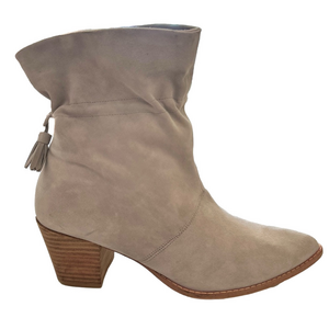 Sole Society Adela Western Booties Taupe Suede Heel Boots Size 9.5 Ankle